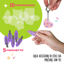 Carica l'immagine nel visualizzatore di Gallery, CRAFTY CATS DIY Kit Creativo Portachiavi Cupcake e Mollette – 60 pezzi, 2×50 ml Simulazione di Crema con beccucci, charm