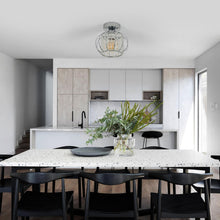 Carica l'immagine nel visualizzatore di Gallery, Goeco Plafoniera da Soffitto in Gabbia Metallo Cristallo E27 19cm, Cromo