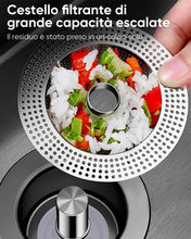 Carica l'immagine nel visualizzatore di Gallery, Tappo lavandino cucina e filtro lavandino combinato, 3 in 1 tappo lavello cucina in acciaio inox e filtro lavandino cuci