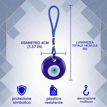 Carica l'immagine nel visualizzatore di Gallery, 6 Pezzi Ciondolo per Auto Malocchio, Accessorio per la Decorazione dell'auto, Perline blu Malocchio per Protezione e Fel