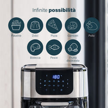 Carica l'immagine nel visualizzatore di Gallery, Princess Friggitrice ad Aria Forno Deluxe – 11 L – 1800 W – Schermo tattile digitale – 10 programmi preimpostati – Girapollo e cestello inclusi – Acciaio inossidabile – 182075