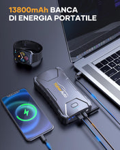 Carica l'immagine nel visualizzatore di Gallery, YaberAuto Booster Avviamento Auto,2000A 13800mAh Avviatore Emergenza per Auto (Fino a 7.0L Benzina, 5.5L Diesel),12V Avviatore Batteria Auto Portatile con Torcia LED Professionale,Uscita USB Rapida