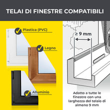 Carica l'immagine nel visualizzatore di Gallery, EASYmaxx Zanzariera per finestre con Magic Click | Tagliata individualmente su misura per tutte le finestre fino a 150 x