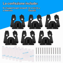 Carica l'immagine nel visualizzatore di Gallery, Hejo 6 Pezzi Appendi Scopa da Muro, Gancio per Scopa Autoadesivo, Nero