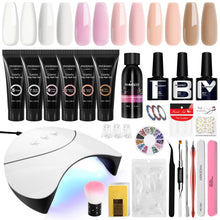 Carica l'immagine nel visualizzatore di Gallery, Phoenixy Kit Ricostruzione Unghie Gel Completo con 6 Colori 15ml Gel Ricostruzione Unghie, Lampada UV 36W, Base Coat e Top Coat