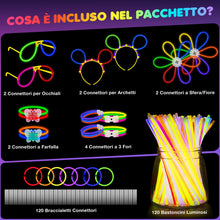 Carica l'immagine nel visualizzatore di Gallery, Ziitty Braccialetti Luminosi Fluorescenti, 252 Fluo Party Kit 100 Starlight e 132 Connettori Bambini Starlight Glow Stic