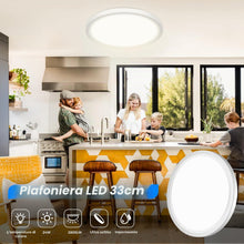 Carica l'immagine nel visualizzatore di Gallery, Peasur Plafoniera LED Soffitto, 3000/3500/4000/5000/6500K 24W IP54 Impermeabile Lampada da Soffitto, Sottile Plafoniera 