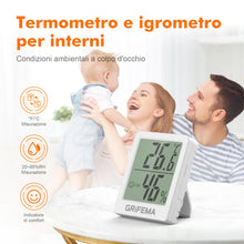 Carica l'immagine nel visualizzatore di Gallery, GRIFEMA GA2902 Mini Termometro Digitale Interno Igrometro, Piccolo Digitale Misuratore di Umidità, Adatto per Serre, Viv