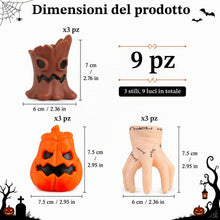 Carica l'immagine nel visualizzatore di Gallery, Candele LED Halloween set 9 pezzi, zucca, albero e mano di mostro