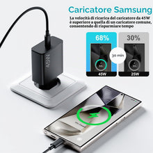 Carica l'immagine nel visualizzatore di Gallery, Caricatore rapido USB C da 45 W con cavo di tipo C da 2 m per Samsung Galaxy S25, S24+, S24 Ultra, S23+, S23 Ultra, S22,