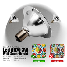 Carica l'immagine nel visualizzatore di Gallery, QLEE Lampadina LED AR70 3W BA15D B15 Baionetta Attacco SBC 12V AC/DC 6000K Bianco Freddo Luce Diurna Non Dimmerabile Sos