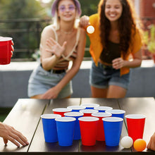 Carica l'immagine nel visualizzatore di Gallery, 100 Pezzi Bicchiere Plastica Rossi Blu e 10 Palline Ping Pong
