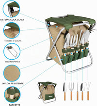 Carica l'immagine nel visualizzatore di Gallery, BIKAIN Kit di Giardinaggio con Sgabello Pieghevole e 5 Attrezzi - KIT3