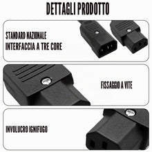 Carica l'immagine nel visualizzatore di Gallery, Spina di alimentazione IEC 320 da C14 maschio a C13 femmina AC 250 V, spina IEC 320 C14 per prolunga IEC, prolunga di co