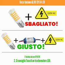 Carica l'immagine nel visualizzatore di Gallery, Lampadina a LED E14, 12V, 4W, luce bianca calda, 3000 K, sostituisce lampadine alogene da 40W, a bassa tensione, non dim