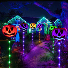 Carica l'immagine nel visualizzatore di Gallery, Set di 6 lampade solari a zucca per Halloween, decorazione esterna multicolore, resistente alle intemperie