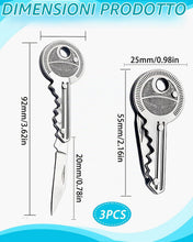Carica l'immagine nel visualizzatore di Gallery, 3Pcs Coltello Tascabile,Mini EDC, Mini Coltello,Piccolo Coltello Pieghevole in Titanio con foro Portachiavi Integrato pe