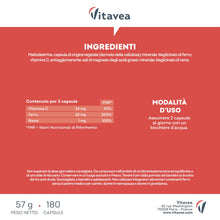 Carica l'immagine nel visualizzatore di Gallery, Ferro Integratore Bisglicinato 28 mg + Vitamina C e Rame - 180 Capsule