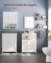 Carica l'immagine nel visualizzatore di Gallery, VASAGLE Mobile da Bagno, Mobiletto da Bagno e Cucina, Armadietto con Anta Doppia a Persiana, 30 x 60 x 80 cm, Bianco BBC40WT