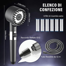 Carica l'immagine nel visualizzatore di Gallery, Doccino per Doccia, Doccino Filtrante 3 Modi Funzione&amp;1.5m Tubo Doccia&amp; 6 cartucce sostituibili,Soffione Doccia Alta Pre