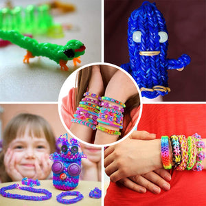 2500pcs Elastici per Braccialetti, Bracciale Elastici Colorati Bands Kit, fai da te Bambina Elastici di Gomma Bracciale Lavorare a Maglia Fare Braccialetti Perline Giocattolo