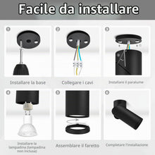 Carica l'immagine nel visualizzatore di Gallery, KYOTECH Nero Faretto da Parete o Soffitto Orientabile, Attacco GU10 per Lampadina, Plafoniera, Lampada da Soffitto per I