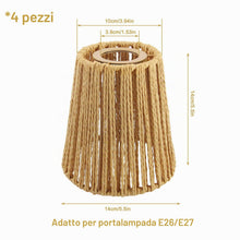 Carica l'immagine nel visualizzatore di Gallery, 4 Pezzi Paralume Abat Jour Rattan Retrò Boho Paralume
