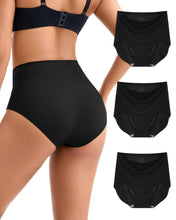 Carica l'immagine nel visualizzatore di Gallery, INNERSY Slip Donna Senza Cuciture Nero Vita Alta Mutande Microfibra Culotte Elastico Pacco da 3 (M, 3 Nero Classico)