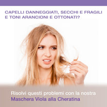 Carica l'immagine nel visualizzatore di Gallery, Vitamins - Maschera viola per capelli alla cheratina - Trattamento balsamo profondo con proteine - Toner capelli ottoni secchi e danneggiati biondo platino grigio argento cenere o marrone