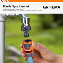 Carica l'immagine nel visualizzatore di Gallery, GRIFEMA GE1103 Kit connettore per tubo da giardino con connettore Waterstop da 1/2", attacco rapido da 1/2" e raccordi femmina Premium da 1/2" - 3/4" Grigio - Arancione[Esclusiva Amazon]