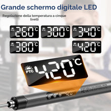 Carica l'immagine nel visualizzatore di Gallery, Set Saldatore Wireless, Saldatore USB a Batteria con LCD, Temperatura Regolabile 180℃-450°C, 3 Punte di Saldatura, Filo 