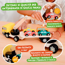 Carica l'immagine nel visualizzatore di Gallery, Nene Toys Camion in Legno con Gru Magnetica per Bambini dai 2 Anni