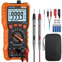 Carica l'immagine nel visualizzatore di Gallery, Proster Multimetro Digitale 6000 Conteggi 20A 1000V TRMS Auto Range Rilevatore NCV Misuratore di Tensione Corrente DC AC Temperatura Capacità Resistenza Diodo Tester di Continuità con una Borsa