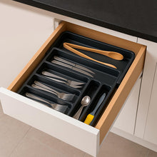 Carica l'immagine nel visualizzatore di Gallery, edihome, Portaposate da Cassetto, Porta Posate Espandibile, Regolabile, con 6-8 Scomparti, senza BPA, per Utensili da Cucina (Nero)