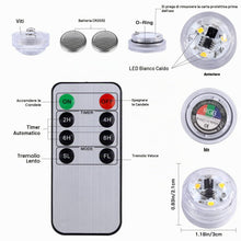 Carica l'immagine nel visualizzatore di Gallery, 12 lumini a LED sommergibili con timer, telecomando, funzionamento a batteria per zucca di Halloween, decorazioni natali