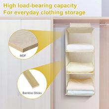 Carica l'immagine nel visualizzatore di Gallery, AiQInu Organizer Armadio da Appendere, Portatutto da Appendere con 3 Scomparti, Organizzatore Armadio, Lavabile Pieghevole, Salvaspazio Portaoggetti, Beige-3, 60x27x27cm
