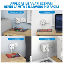 Carica l'immagine nel visualizzatore di Gallery, Adattatore Schuko Presa Italiana, Presa Salvaspazio con 16A, Spina Italiana, Adattatore Multipresa Elettrica da Muro con