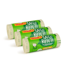 Carica l'immagine nel visualizzatore di Gallery, Virosac - Proxsac Bio - Sacchetti Per Rifiuti Biodegradabili 45x60 Con Bretelle, 15pz per rotolo, kit da 3 rotoli