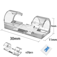 Carica l'immagine nel visualizzatore di Gallery, 20 Pezzi Fermacavo Autoadesivo, Clip Cavo Fermacavi Supporto, Ganci Fermacavi con Adesivo 3M, Gestione Cavi Organizer pe