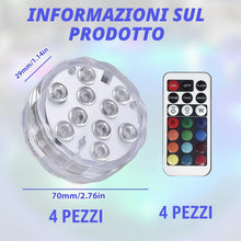 Carica l'immagine nel visualizzatore di Gallery, Illuminazione Subacquea Piscina Con Telecomando 4 Pezzi Luce Piscina RGB Con 16 Colori, Multicolore RGB Luci Piscina, Lu