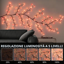Carica l'immagine nel visualizzatore di Gallery, Luci a LED con rami di fiori di ciliegio - 180cm 96 LED decorazione da parete con fiori di ciliegio, catena luminosa in 