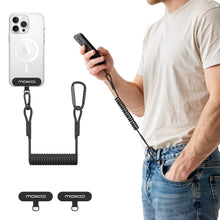 Carica l'immagine nel visualizzatore di Gallery, MoKo Laccio per cellulare elastico retrattile con patch, nero
