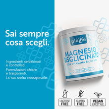Carica l'immagine nel visualizzatore di Gallery, Magnesio Bisglicinato Puro Con Vitamina B1 B5 B6 PiùLife, 180 Capsule