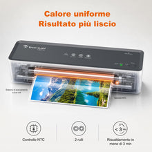 Carica l'immagine nel visualizzatore di Gallery, Bonsaii Plastificatrice A4 Caldo &amp; Freddo, 80-125 Micron, 5 Fogli