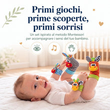 Carica l'immagine nel visualizzatore di Gallery, Sonaglini Sensoriali Montessori, Calzini Sonaglio Mani e Piedi Neonato 0-12 Mesi, Stimola Udito e Coordinazione, Gioco E