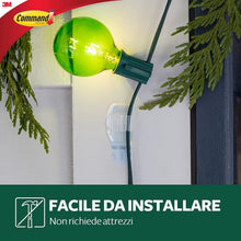 Carica l'immagine nel visualizzatore di Gallery, Command Ganci Adesivi Trasparenti per Esterni - 8 Mini Ganci e 10 Strisce Adesive per Appendere Luci in Giardino in Modo