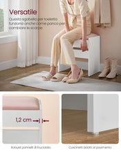 Carica l&#39;immagine nel visualizzatore di Gallery, VASAGLE Sgabello Toeletta Trucco, Sgabello Imbottito Postazione Trucco, Velluto, Piedini con Cuscinetti Antiscivolo, Camera da Letto Cabina Armadio Ingresso, Bianco Opaco e Rosa Pastello RDS001W01