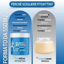 Carica l&#39;immagine nel visualizzatore di Gallery, Crema Riscaldante Muscoli Sportiva Pre e Post Allenamento, Gel con Arnica, Collagene, Acido Ialuronico e Vitamina E, 100% Made in Italy 550 ml - FITOATTIVI