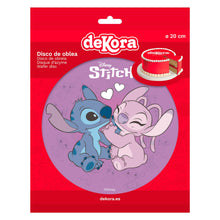 Carica l&#39;immagine nel visualizzatore di Gallery, Dekora, Disco in Ostia Commestibile Stitch &amp; Angel, Decorazione per Torte di Compleanno di Disney, Decorazioni per Dolci Rotonda 20 CM