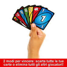 Carica l'immagine nel visualizzatore di Gallery, Mattel Games - UNO No Mercy, la versione di UNO più brutale di sempre in confezione in metallo, con 56 nuove carte, regole speciali come Pesca 6 e Pesca 10, giocattolo per bambini, 7+ anni, HXT57